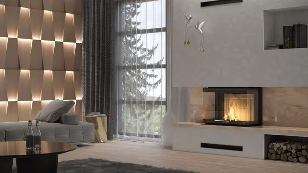 Trijų stiklų židinių kapsulės