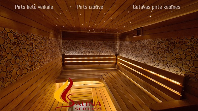 Pirties statyba, pirties apdailos lentos, pirties šviestuvai, pirties krosnis, kadagio siena